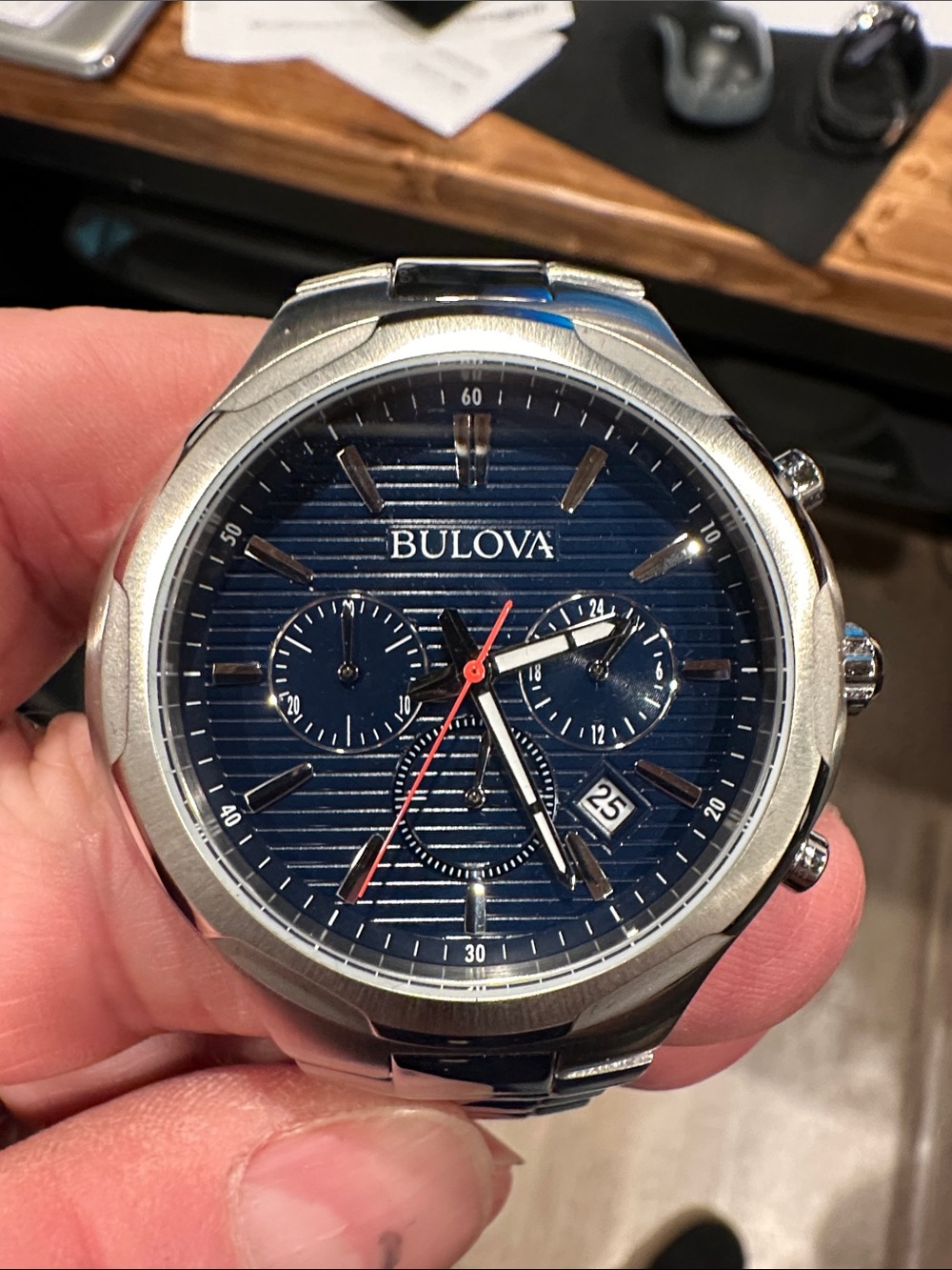 Bulova Blue Dial Silver-Tone Men's Chronograph Watch